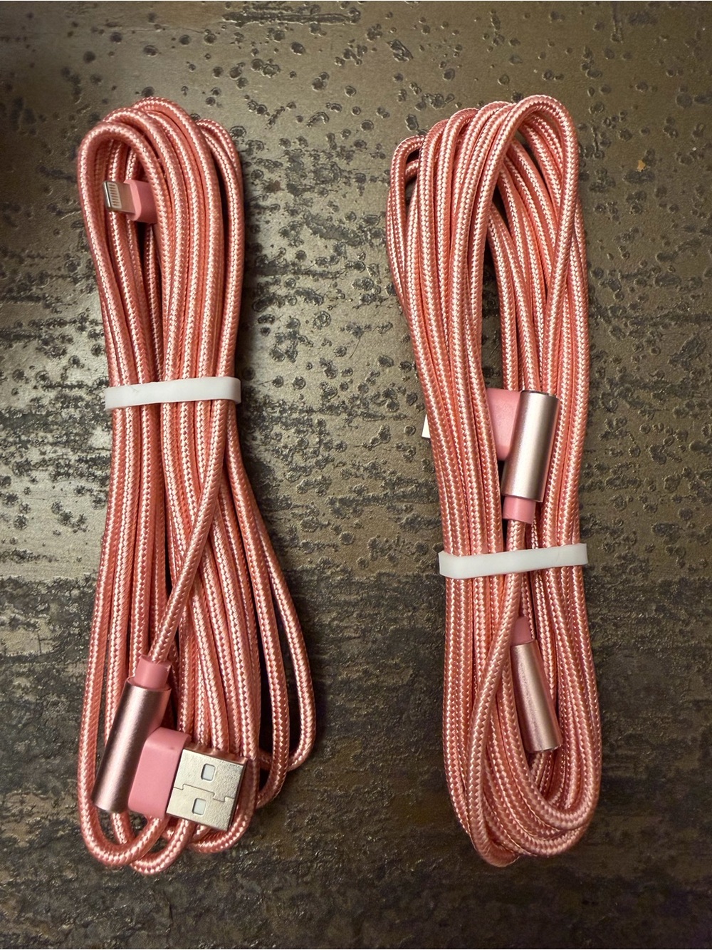 Braided Rose Gold USB Charging Cables - 2 Pack